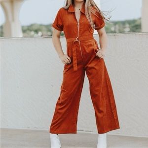 NWOT orange corduroy jumpsuit